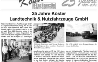 2016 – 25 Jahre Köster Landtechnik & Nutzfahrzeuge GmbH